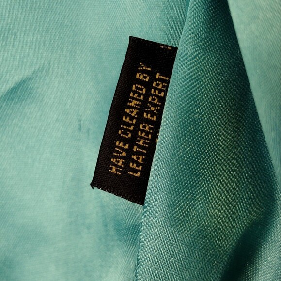 St Johhn Marie Gray Turquoise Soft Leather Short Jacket Medium - Picture 14 of 16